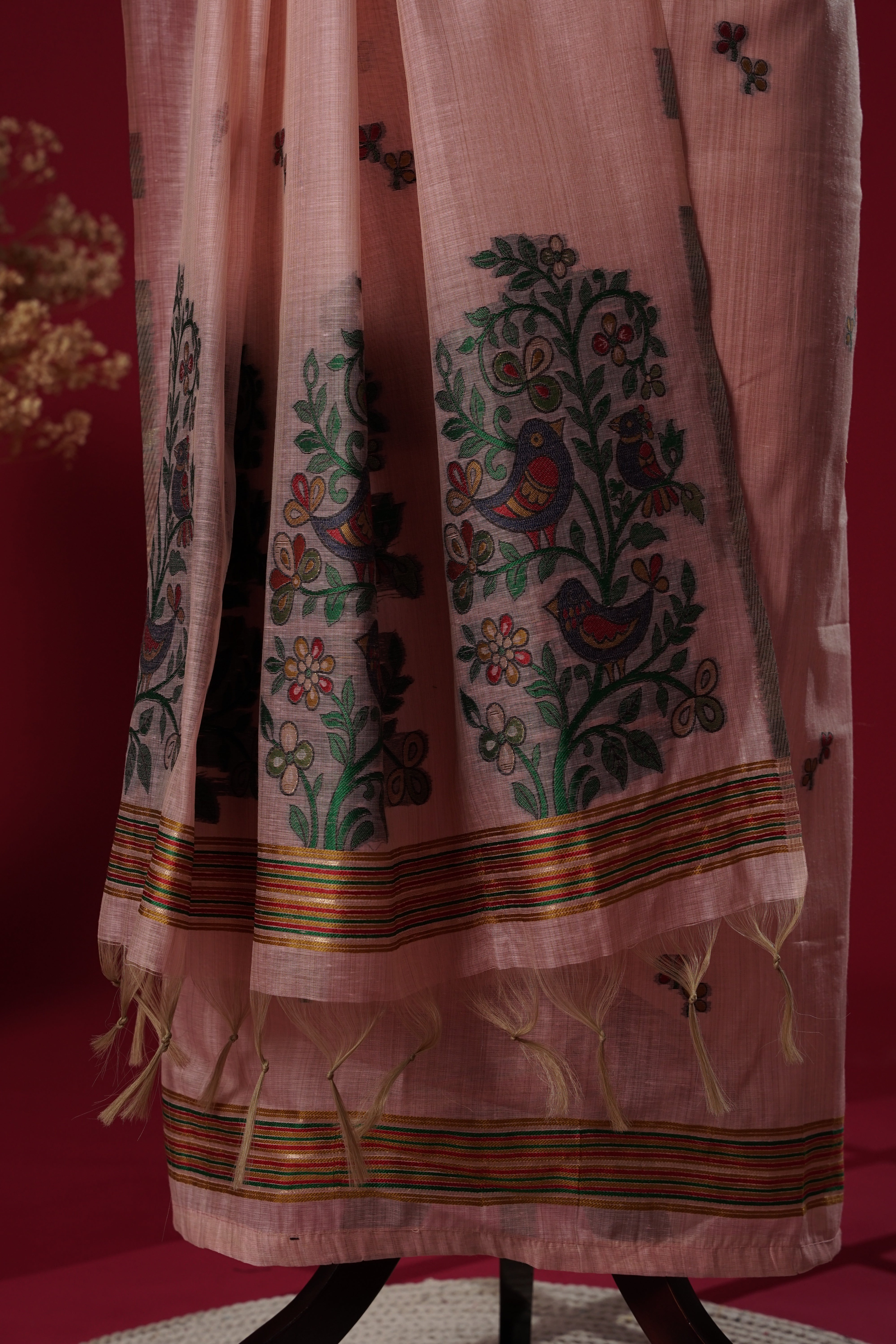 Glow Pink Muga Cotton Suit Piece