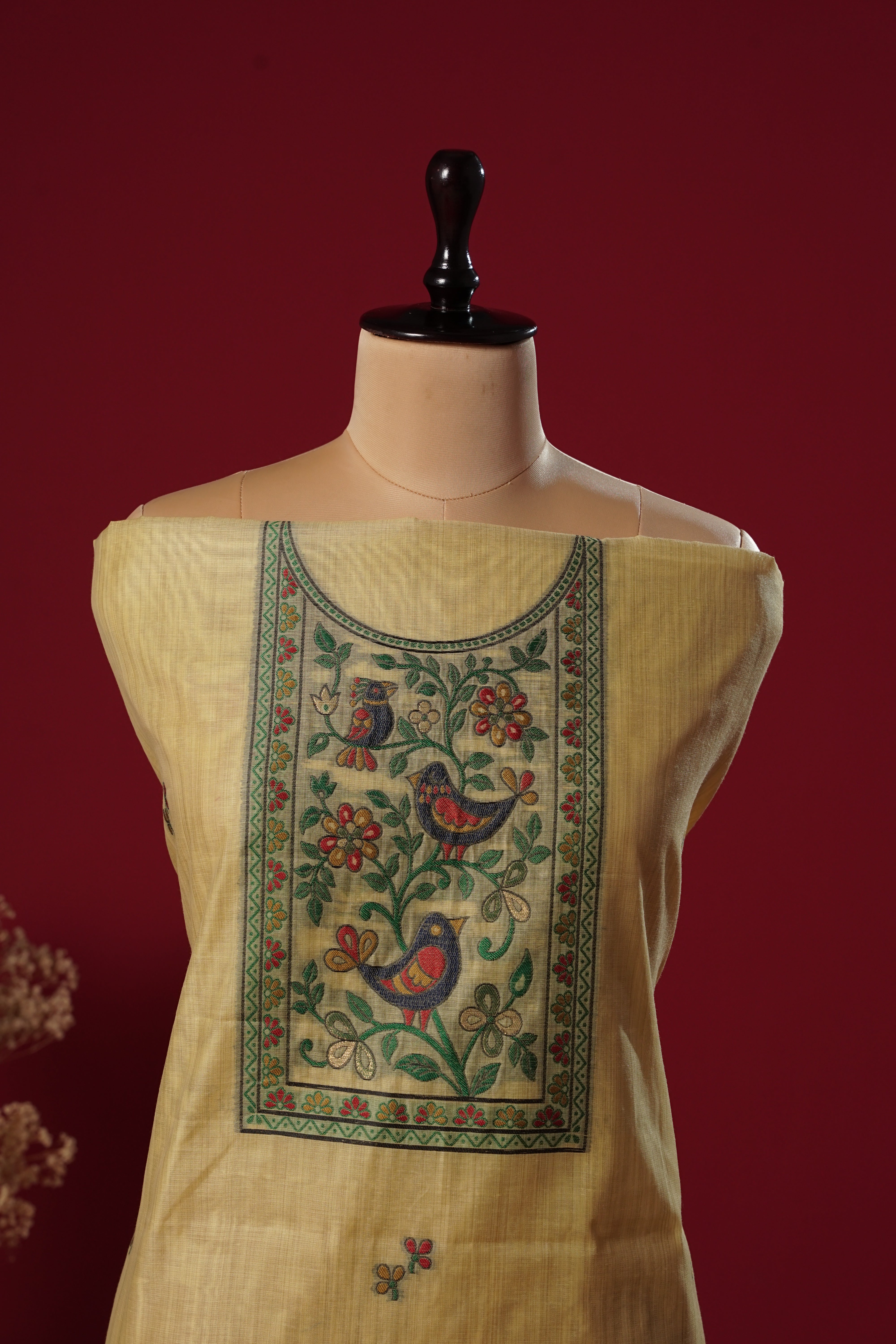 Ray Yellow Muga Cotton Suit Piece