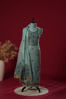 Zephyr Blue Muga Cotton Suit Piece