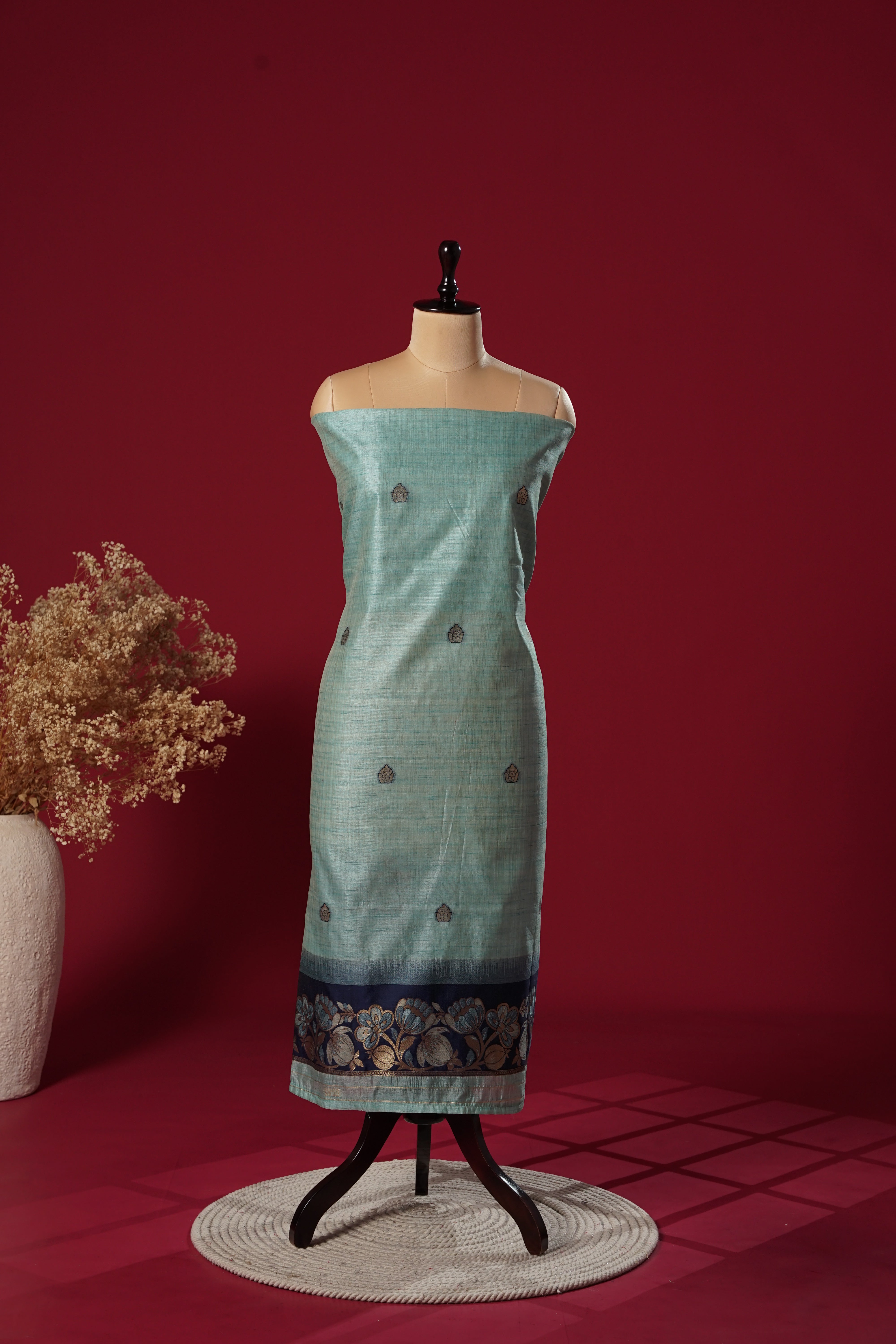 Tide Blue Tussar Silk Suit Piece