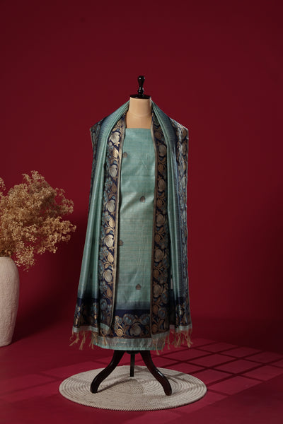 Tide Blue Tussar Silk Suit Piece