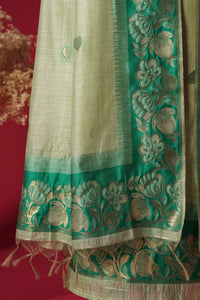 Peak Green Tussar Silk Suit Piece
