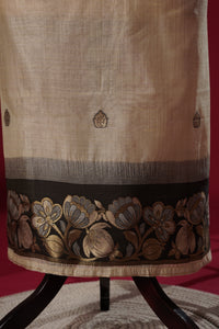 Pebble Beige Tussar Silk Suit Piece
