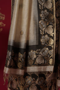 Pebble Beige Tussar Silk Suit Piece