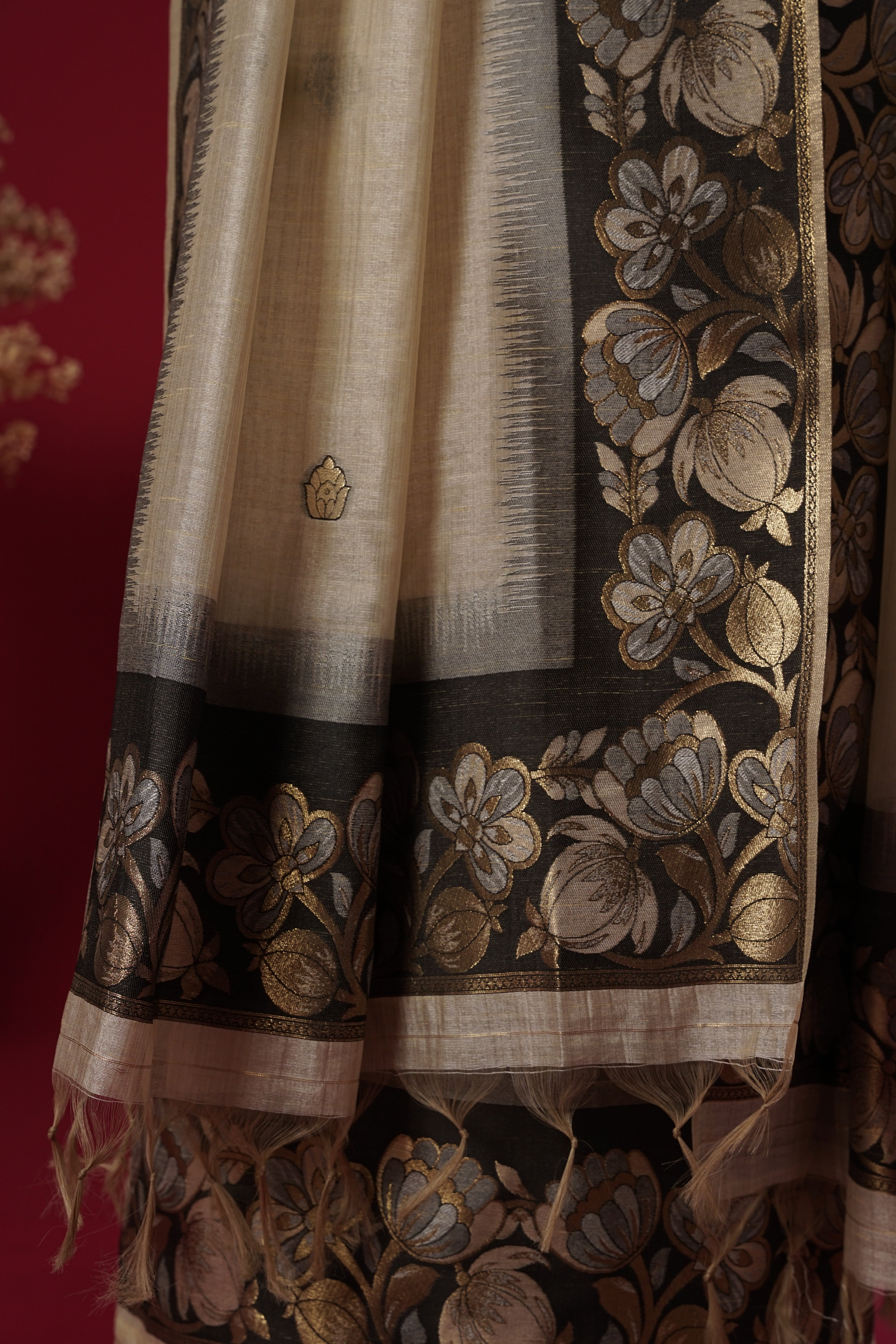 Pebble Beige Tussar Silk Suit Piece