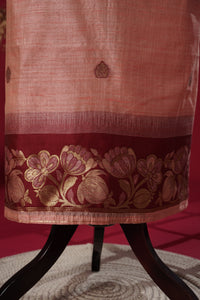 Divine Peach Tussar Silk Suit Piece