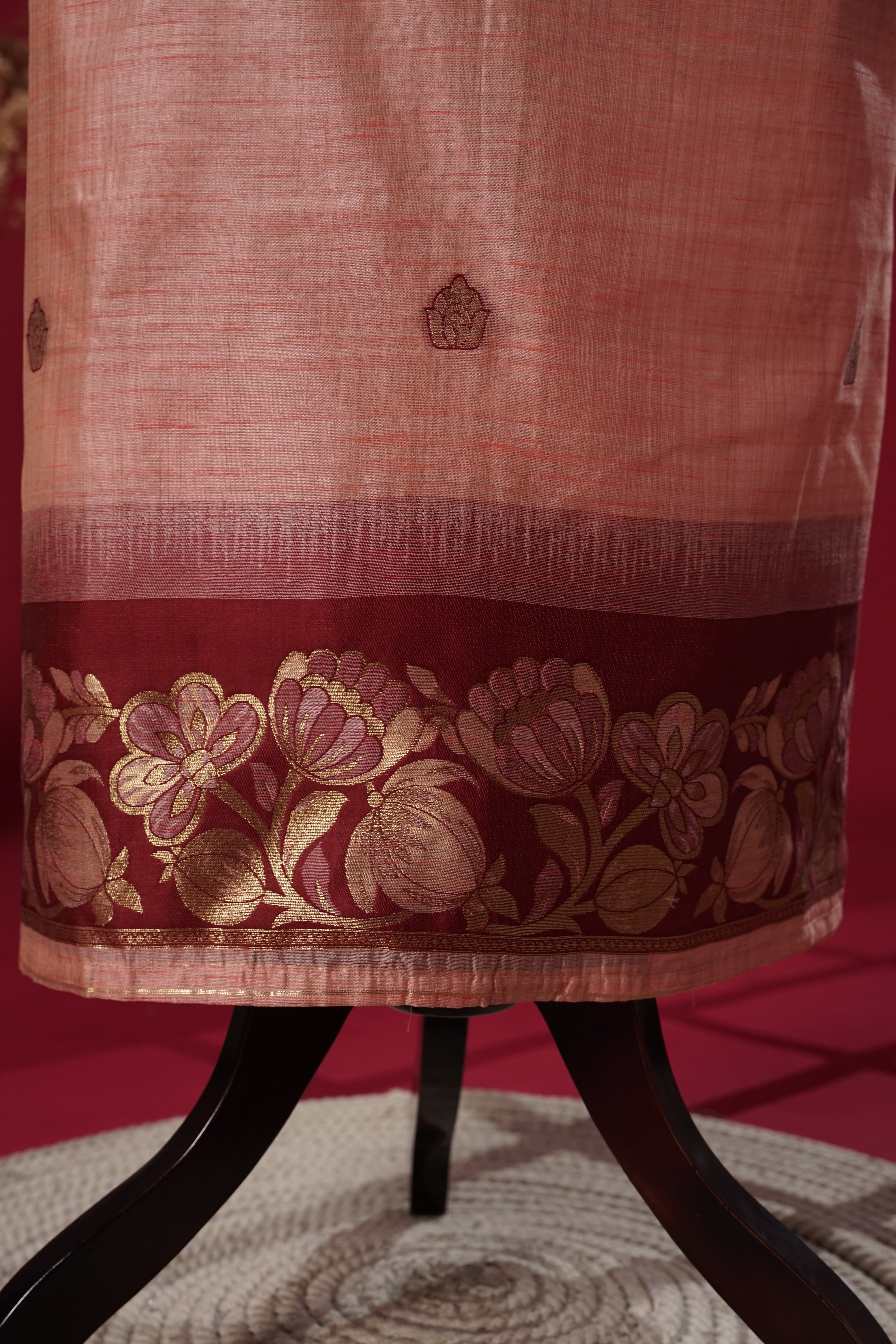 Divine Peach Tussar Silk Suit Piece