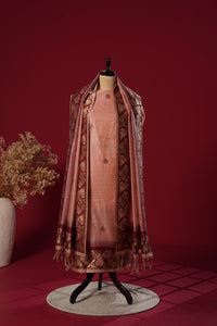 Divine Peach Tussar Silk Suit Piece