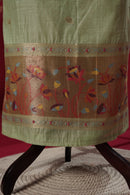 Leaf Green Muga Cotton Suit Piece