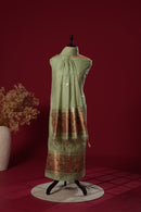 Leaf Green Muga Cotton Suit Piece