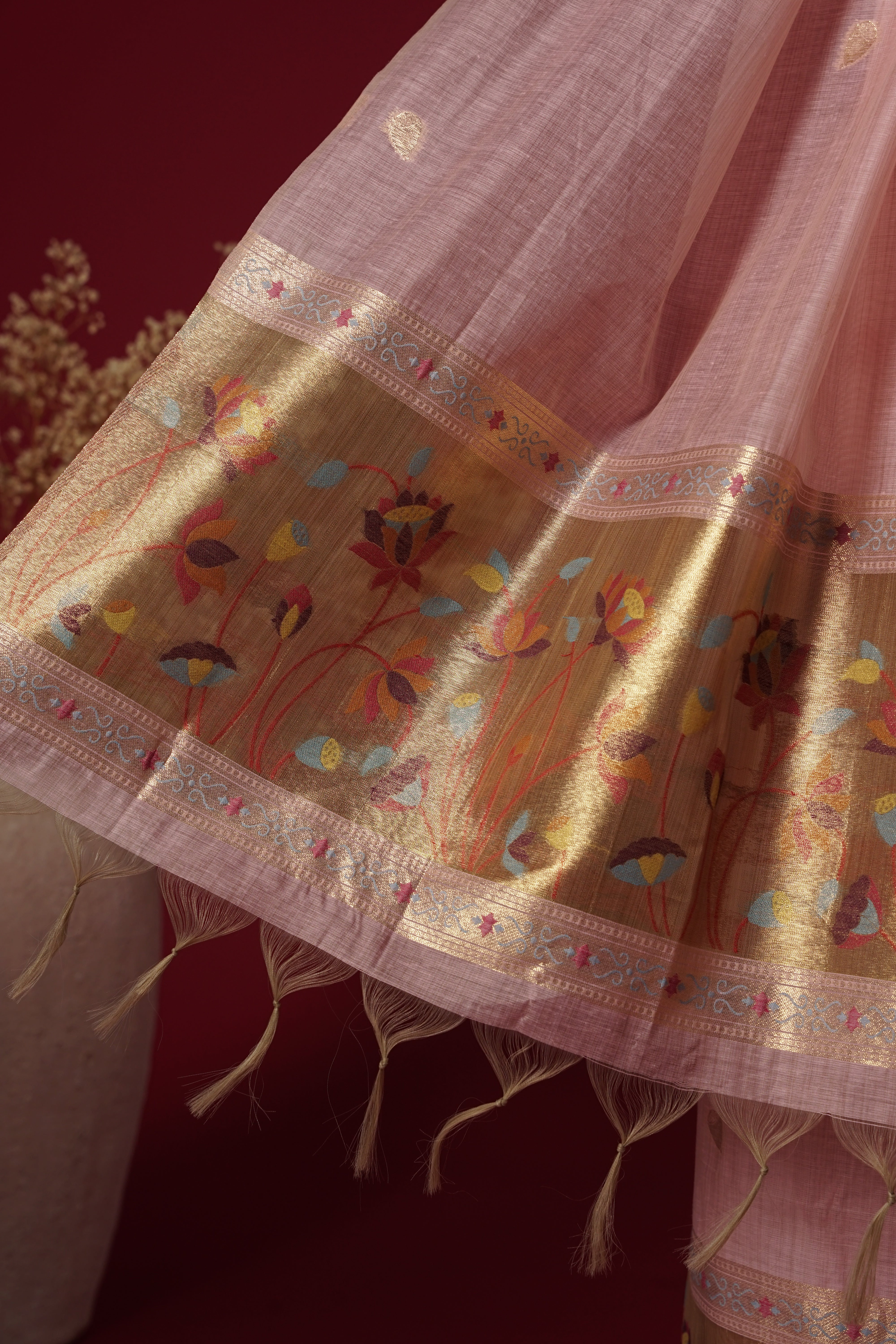 Blossom Pink Muga Cotton Suit Piece