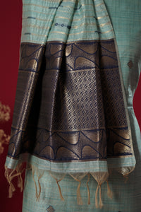 River Blue Tussar Silk Suit Piece