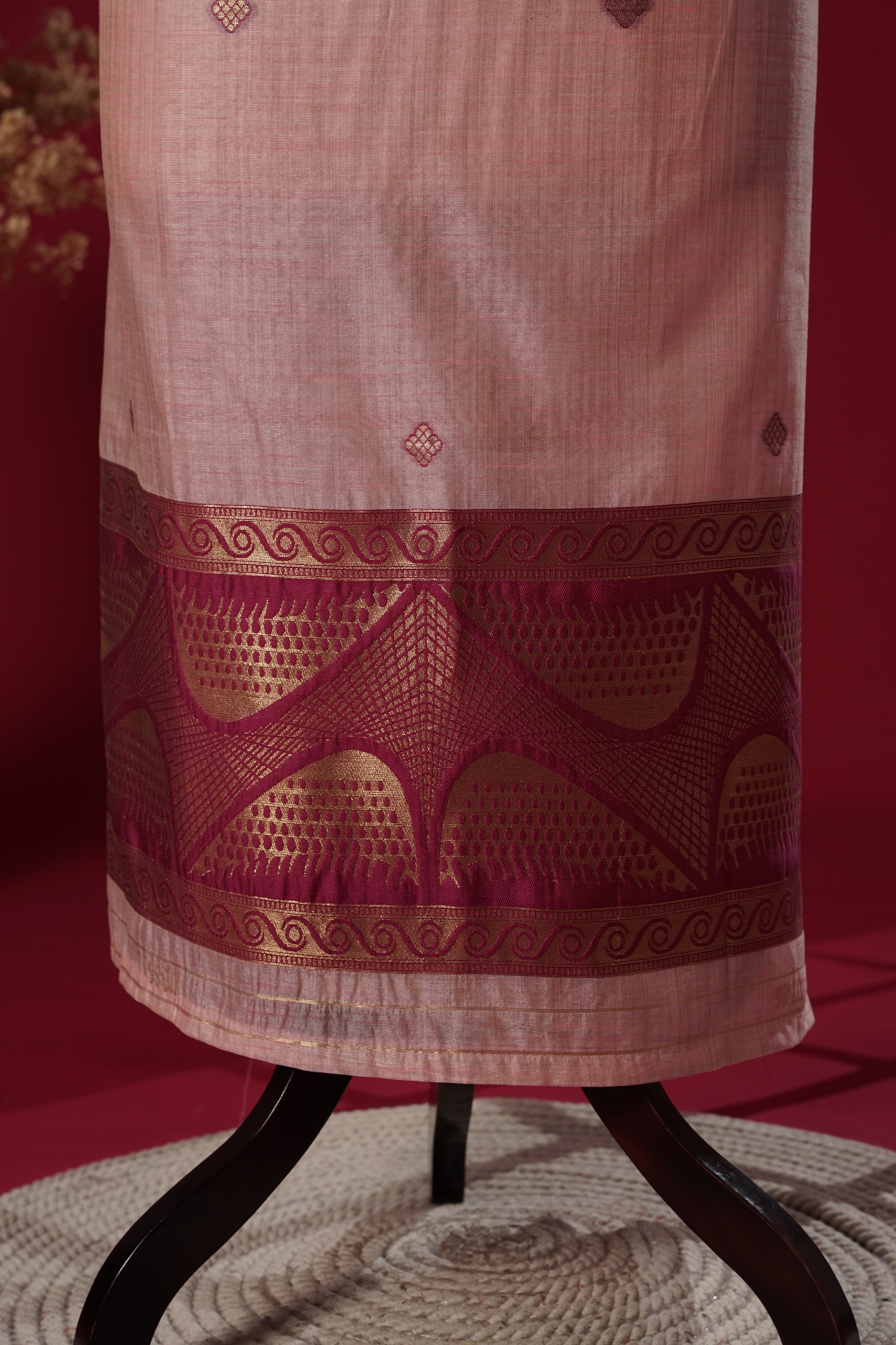 Charm Pink Tussar Silk Suit Piece