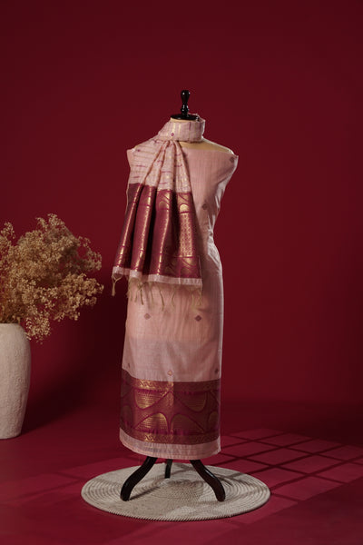 Charm Pink Tussar Silk Suit Piece