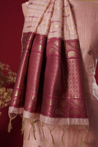 Charm Pink Tussar Silk Suit Piece