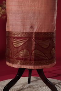 Velvet Peach Tussar Silk Suit Piece