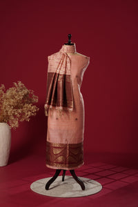 Velvet Peach Tussar Silk Suit Piece