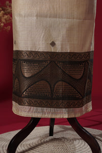 Serene Beige Tussar Silk Suit Piece