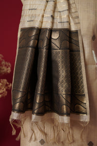 Serene Beige Tussar Silk Suit Piece