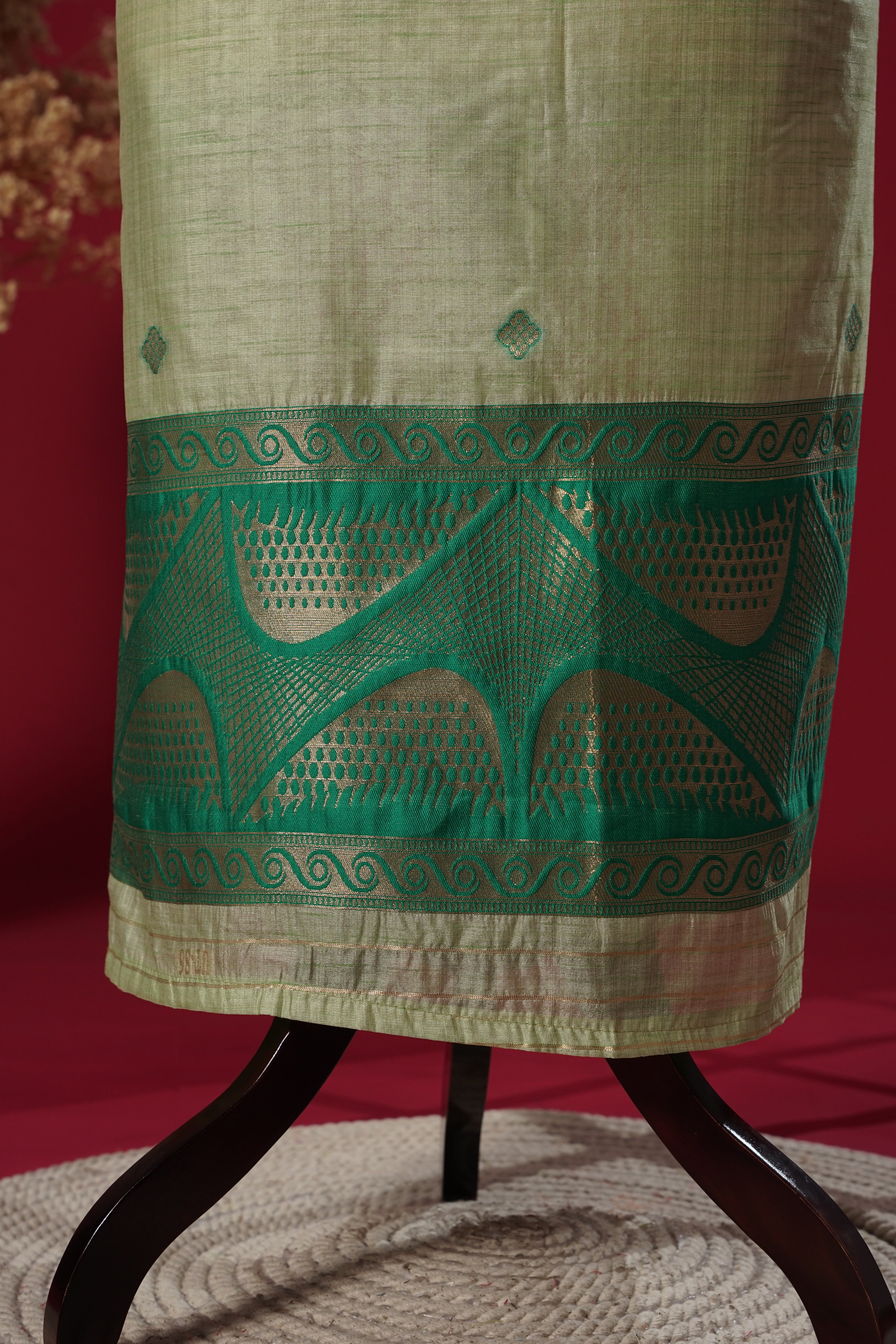 Pearl Green Tussar Silk Suit Piece