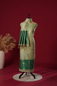 Pearl Green Tussar Silk Suit Piece