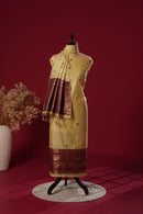 Gleam Yellow Tussar Silk Suit Piece