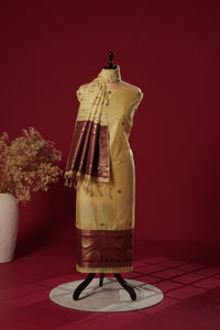 Gleam Yellow Tussar Silk Suit Piece
