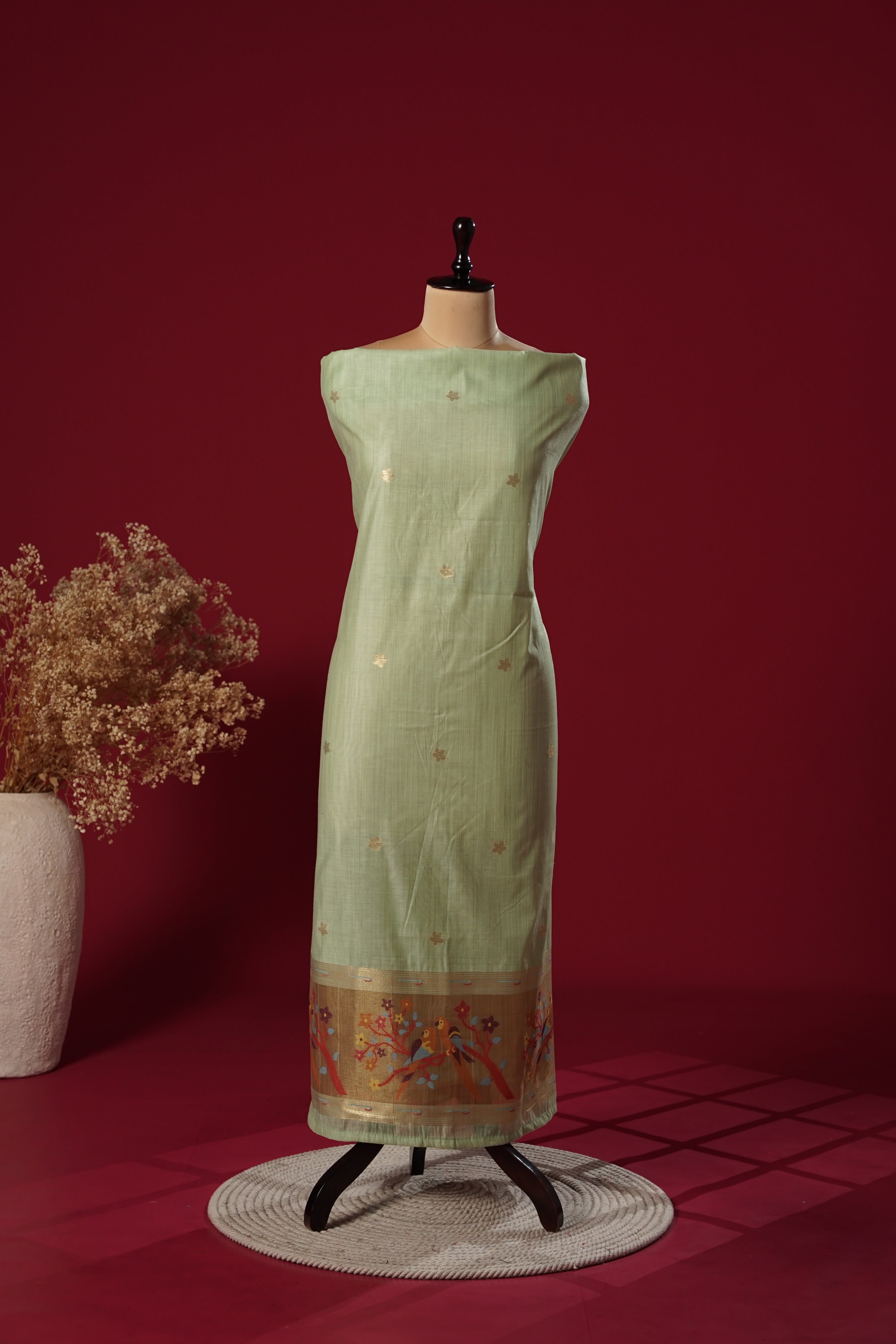 Sprite Teal Muga Cotton Suit Piece