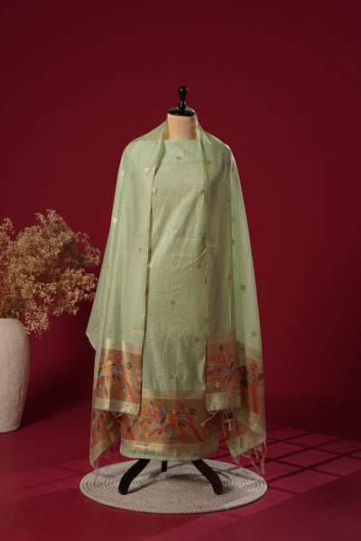 Sprite Teal Muga Cotton Suit Piece