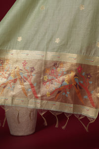 Sprite Teal Muga Cotton Suit Piece