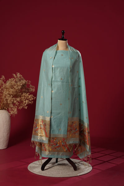 Clarity Blue Muga Cotton Suit Piece