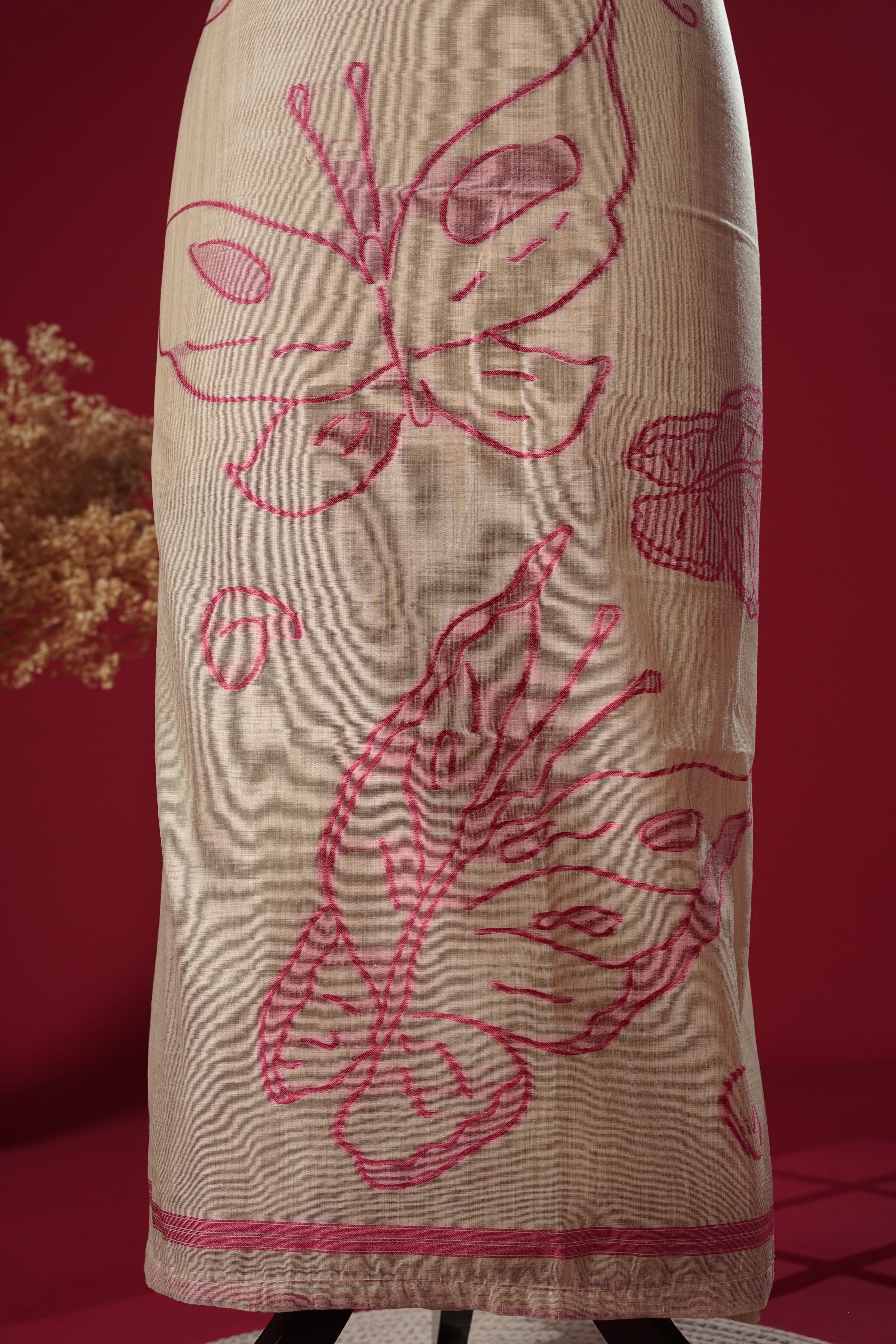 Aria Pink Muga Cotton Suit Piece