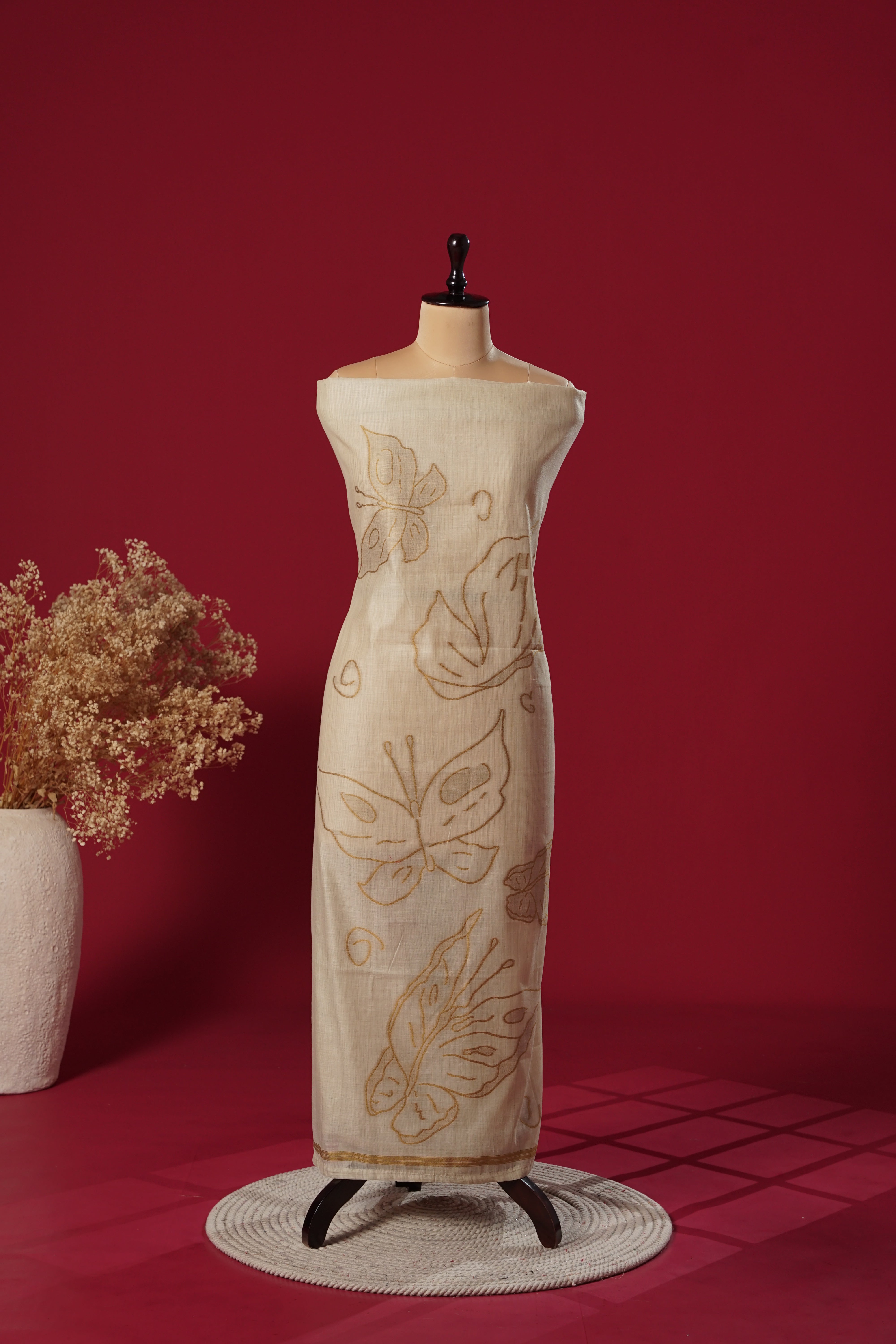 Dazzle Mustard Muga Cotton Suit Piece