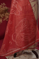 Flash Red Muga Cotton Suit Piece