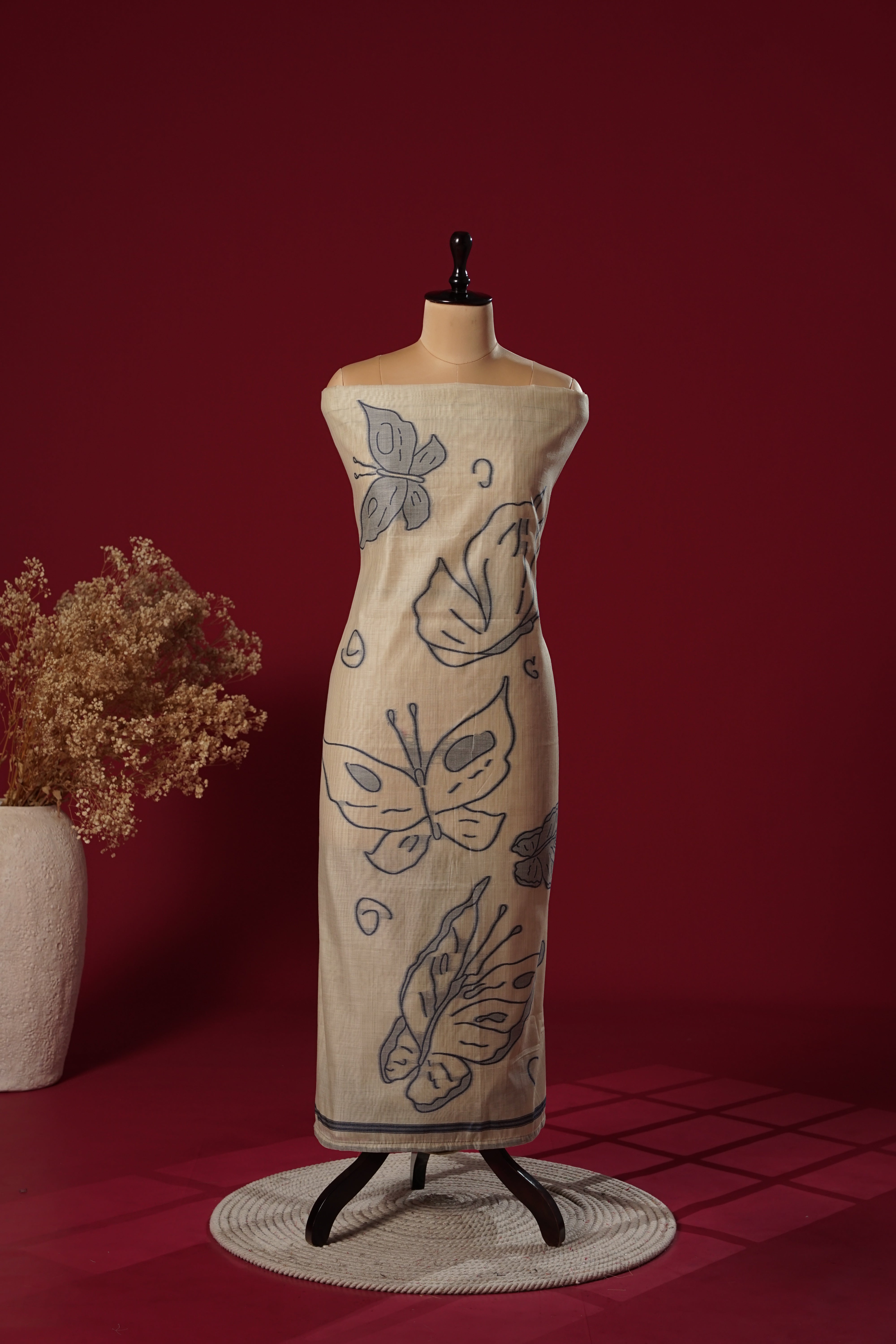 Cosmic Navy Muga Cotton Suit Piece