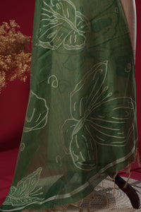 Vine Green Muga Cotton Suit Piece