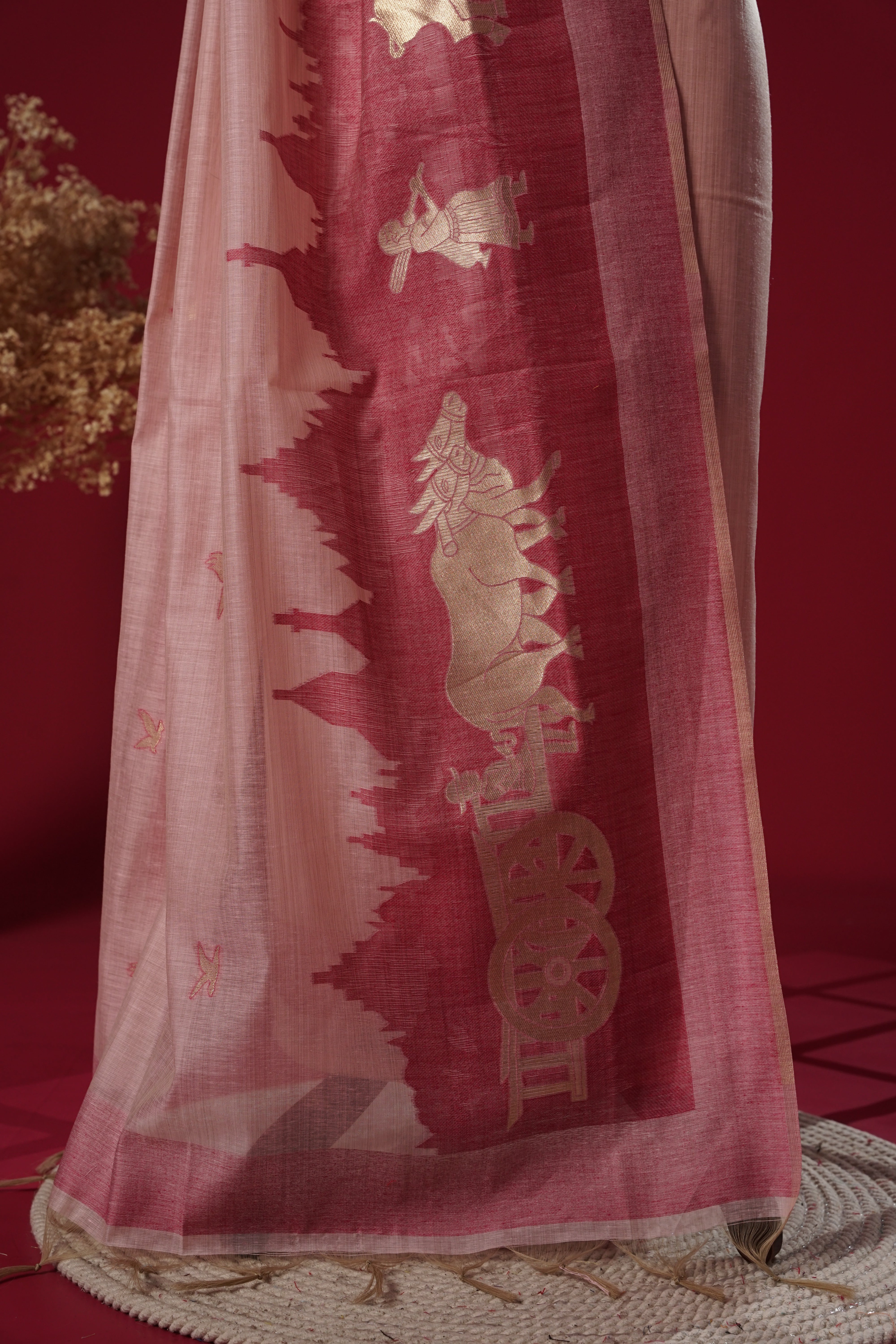 Dawn Pink Muga Cotton Suit Piece