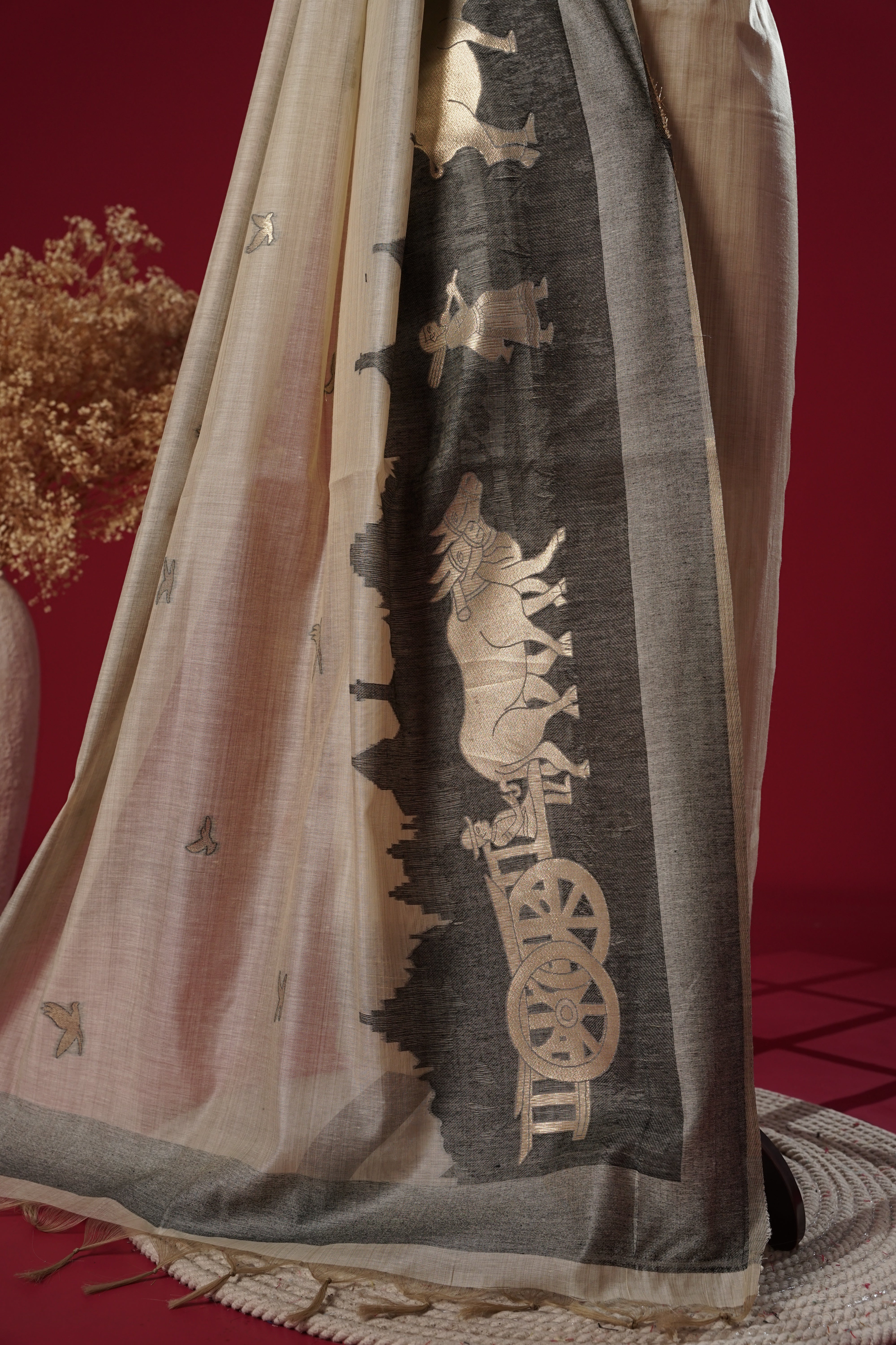 Zenith Beige Muga Cotton Suit Piece