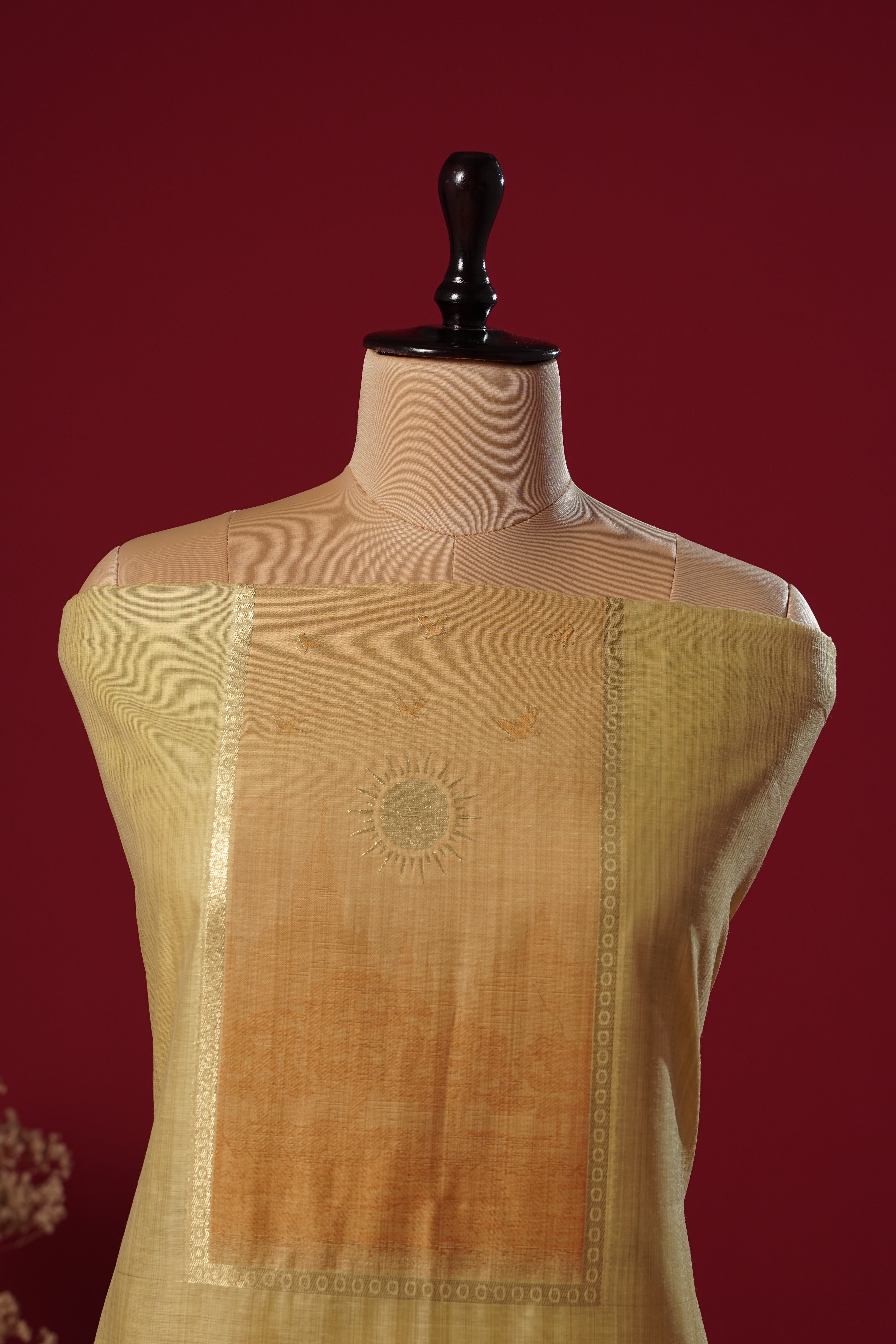 Halo Yellow Muga Cotton Suit Piece