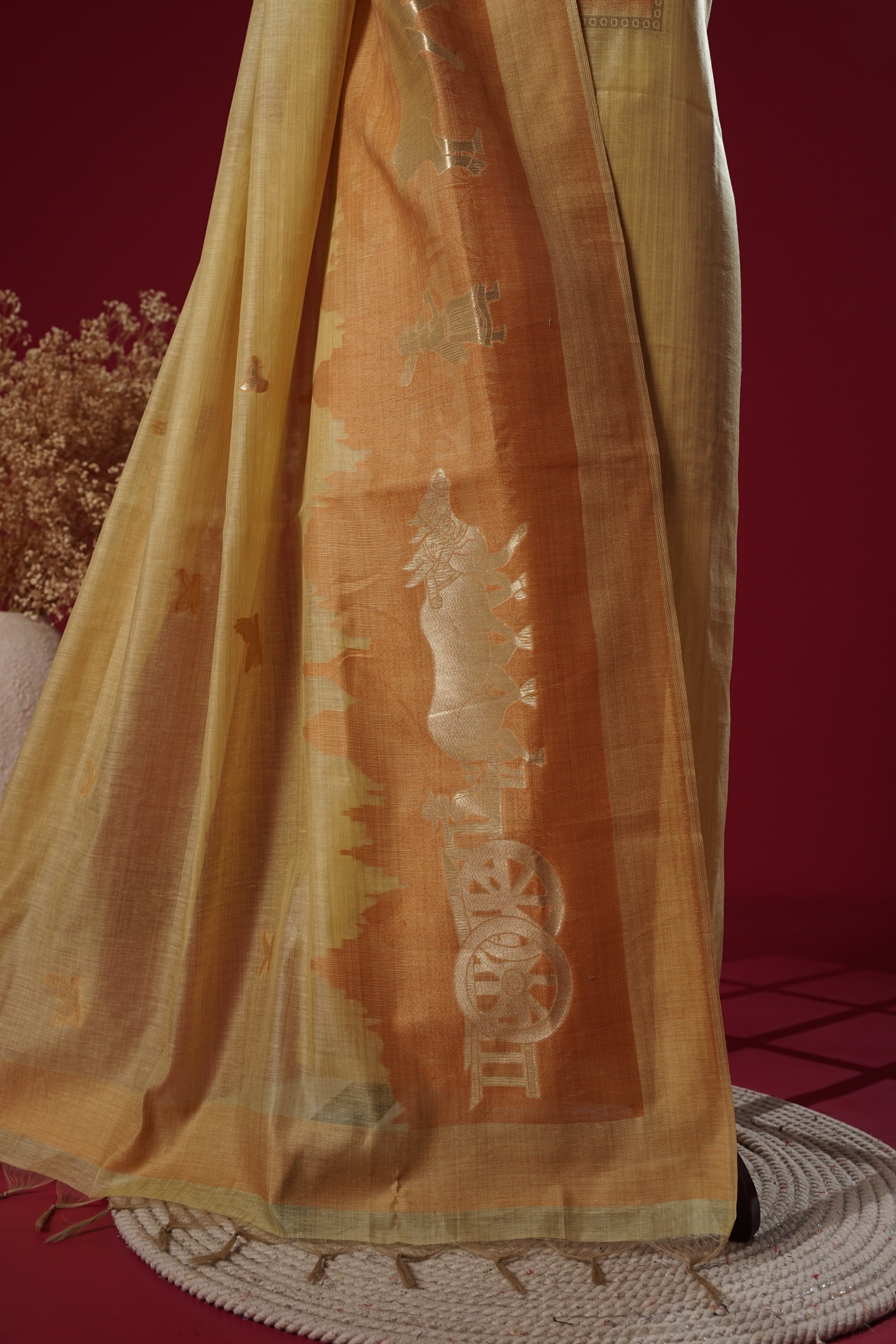 Halo Yellow Muga Cotton Suit Piece