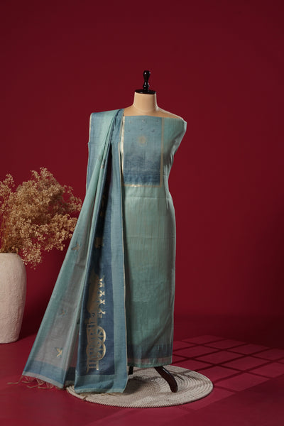 Brook Blue Muga Cotton Suit Piece