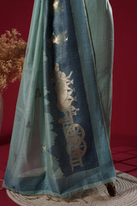 Brook Blue Muga Cotton Suit Piece