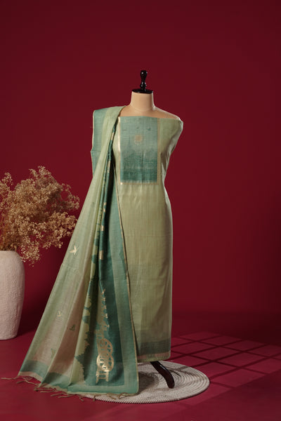 Opal Green Muga Cotton Suit Piece