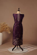 Majestic Wine Mul Chanderi Suit Piece