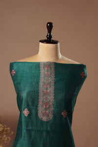 Pine Green Mul Chanderi Suit Piece