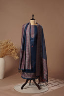 Deep Navy Mul Chanderi Suit Piece