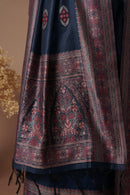 Deep Navy Mul Chanderi Suit Piece