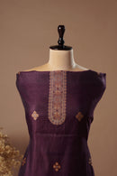 Berry Wine Mul Chanderi Suit Piece