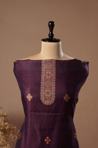 Berry Wine Mul Chanderi Suit Piece