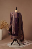Berry Wine Mul Chanderi Suit Piece